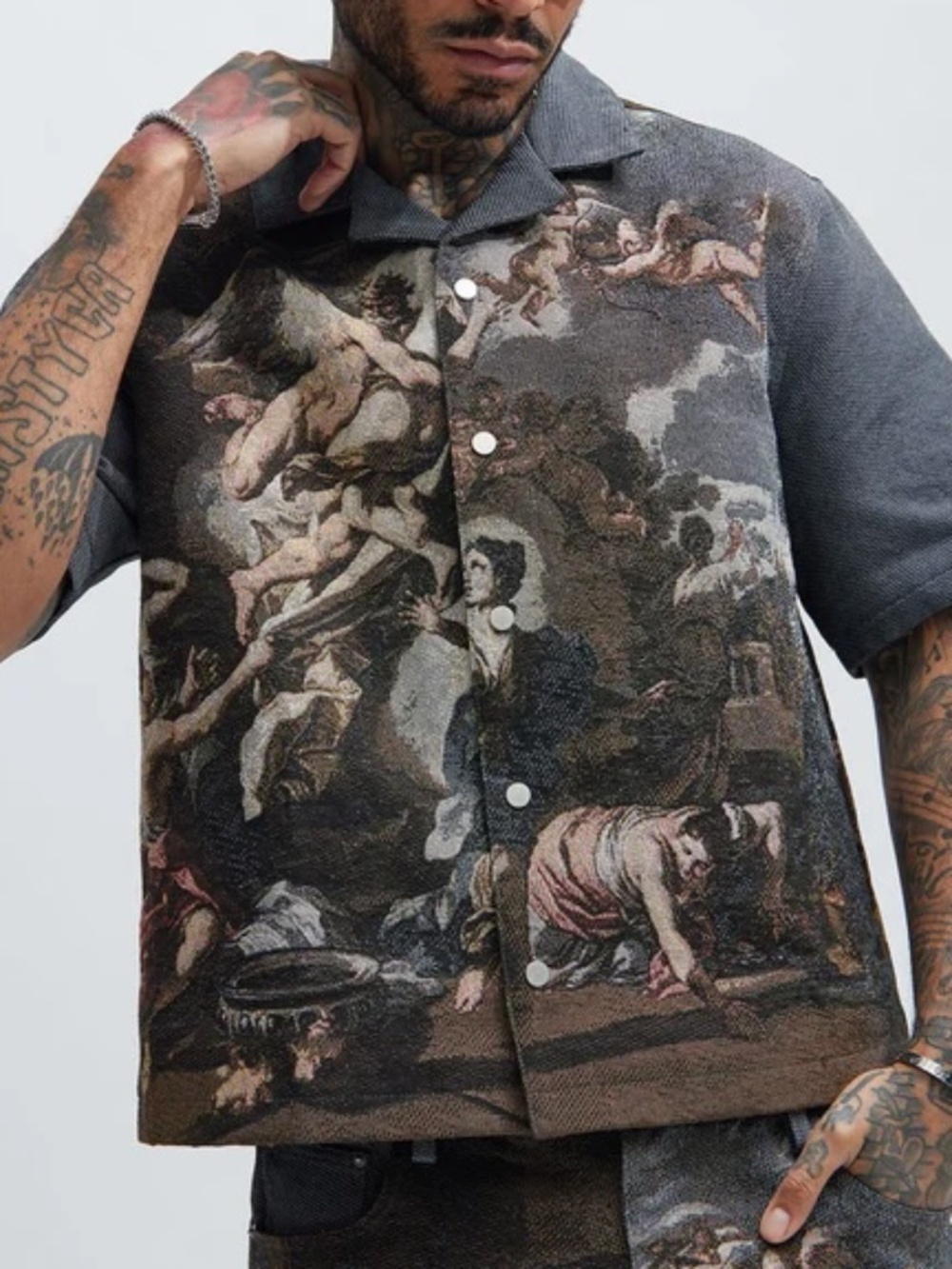 Nova Men Cassiel Tapestry Shacket — Medium | Renaissance Angel Print